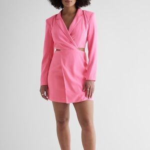 Express Hot Pink Blazer Mini Dress with Cutouts